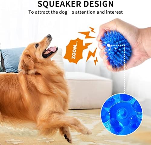 ME.FAN 3.5 '' כדורי צעצוע של כלבים חורקים [8 חבילה] כדורי כלבים דוקרניים/צעצועי לעיסת גור לניקוי שיניים וצעצועים